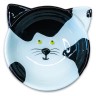 Mr.Kranch Миска керамическая для кошек "Мордочка кошки" 120мл, черно-белая