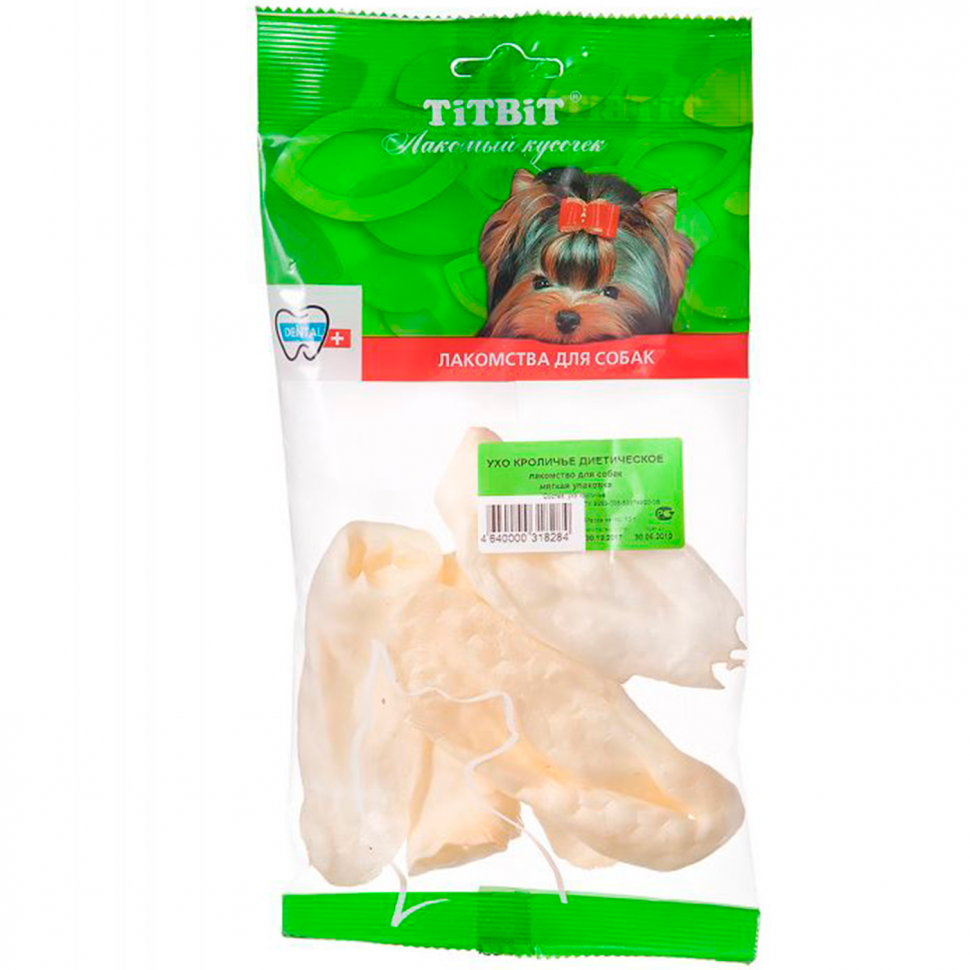 TitBit Лакомство для собак Ухо кроличье диетические мягкая упаковка 15гр