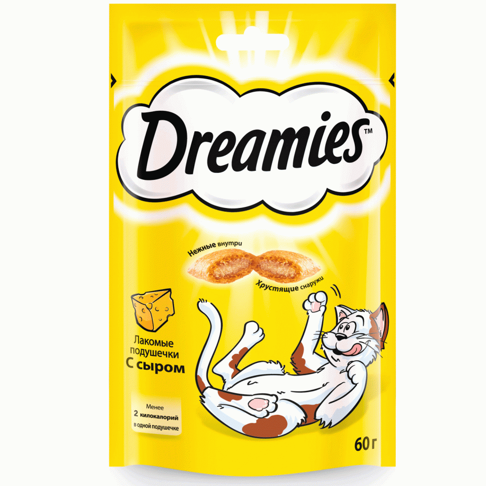 Dreamies лакомство для кошек подушечки с сыром, 60 гр