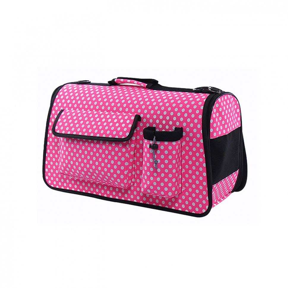 Keiko сумка-переноска с карманами Розовый горох 43*24*26см М