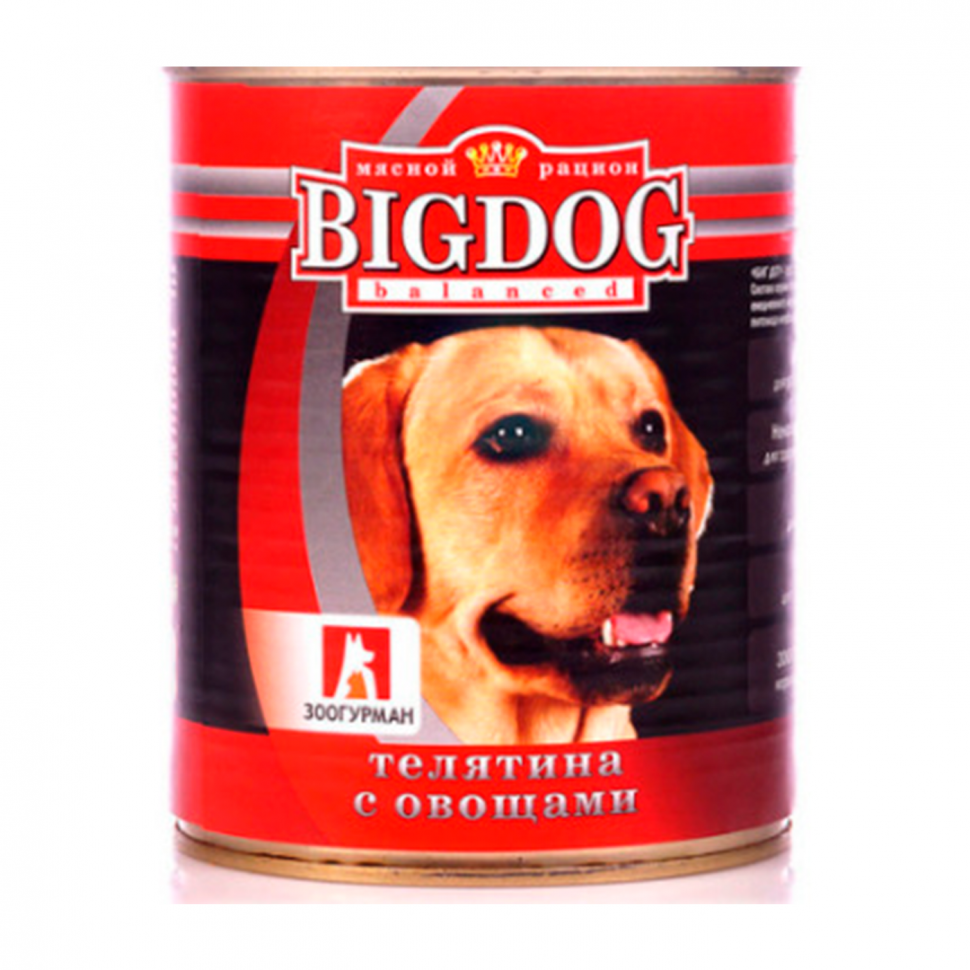 Зоогурман Big Dog консерва для крупных собак со вкусом Телятины и овощами