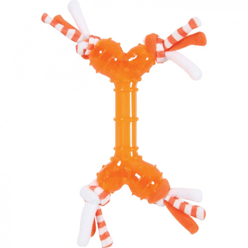 Игрушка для собак Золюкс кость с веревками (из термопластичной резины), 30см