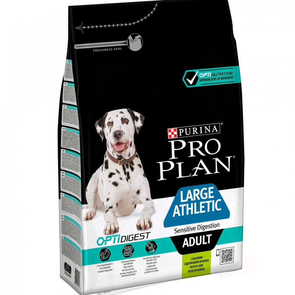 PRO PLAN для собак крупных пород с атлетическим телосложением с чувствительным пищеварением с ягненком