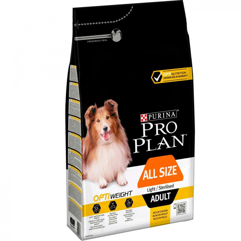 PRO PLAN корм для взрослых собак всех пород с пониженным содержанием калорий с курицей