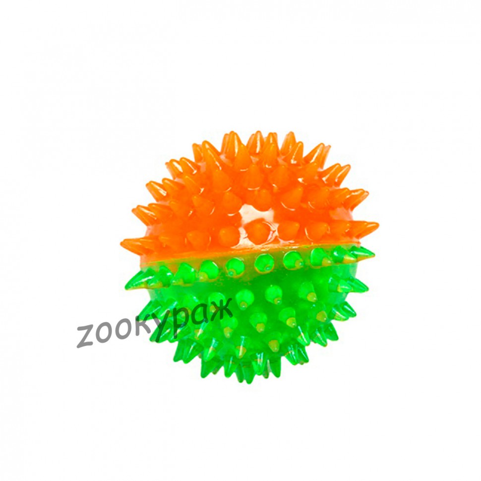 Игрушка д/собак  ZIVER "Мячик с шипами", 7 см, термопласт.резина, зелено-оранжевый