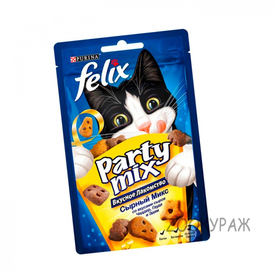 Purina Felix Party mix лакомство для кошек Сырный микс 20г