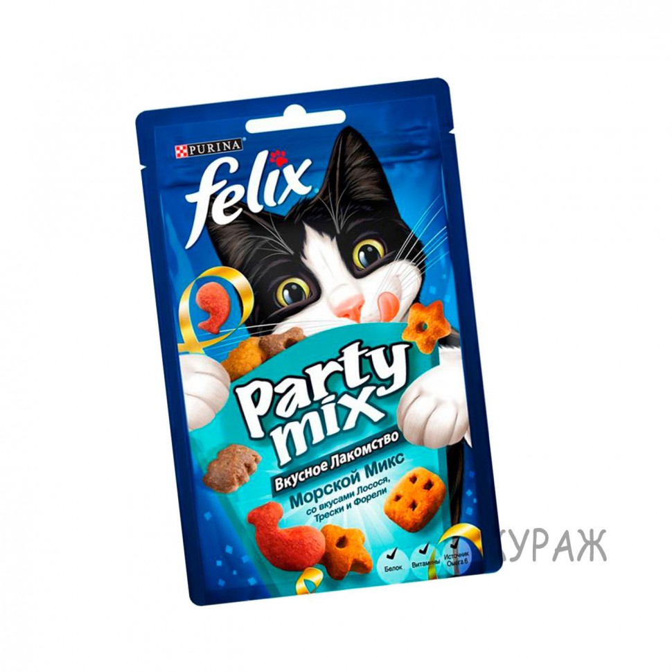 Purina Felix Party mix лакомство для кошек Морской микс 20г
