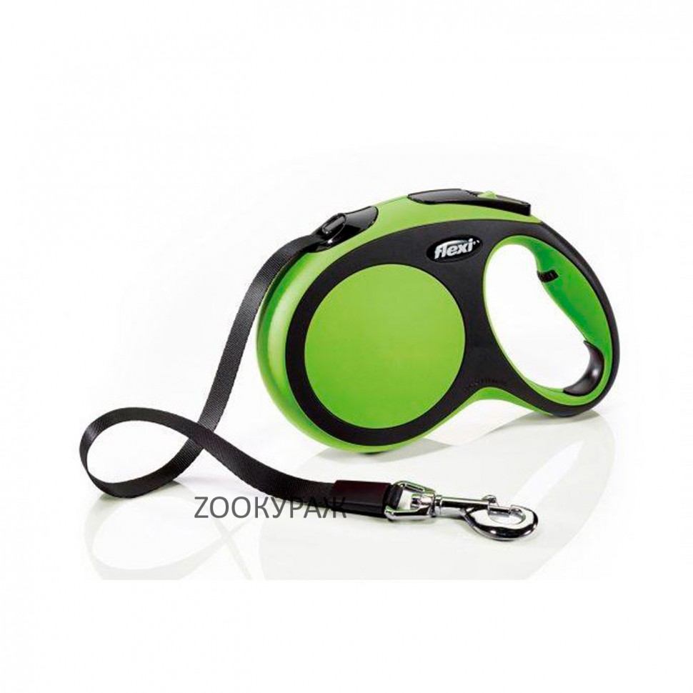 Рулетка Flexi New Comfort для собак XS ремень 3 м до 12 кг цвет зеленый