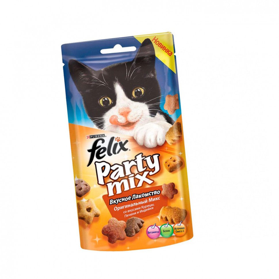 Purina Felix Party mix лакомство для кошек Оригинальный микс 60г