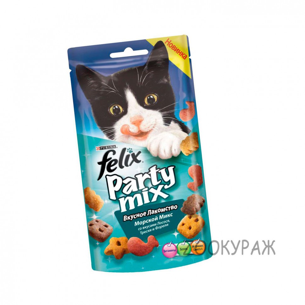 Purina Felix Party mix лакомство для кошек Морской микс 60г
