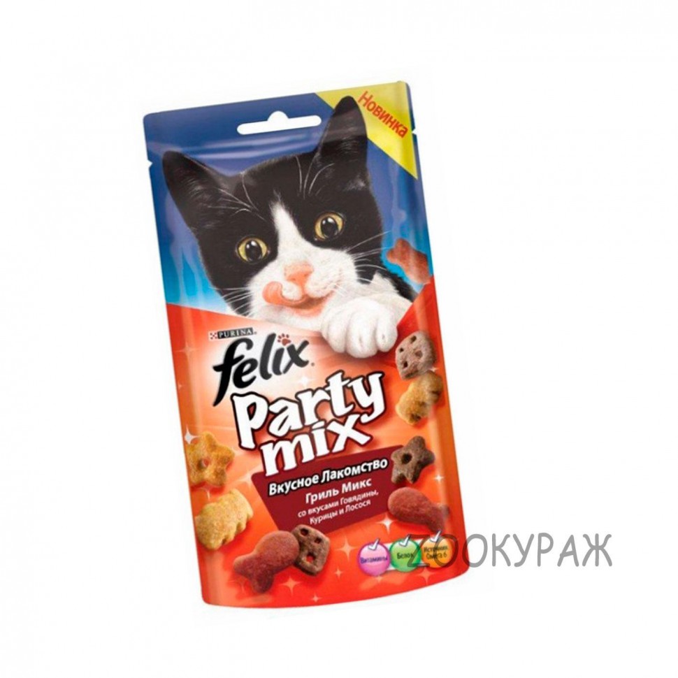 Purina Felix Party mix лакомство для кошек Гриль микс 60г