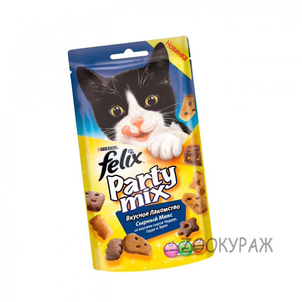 Purina Felix Party mix лакомство для кошек Сырный микс 60г
