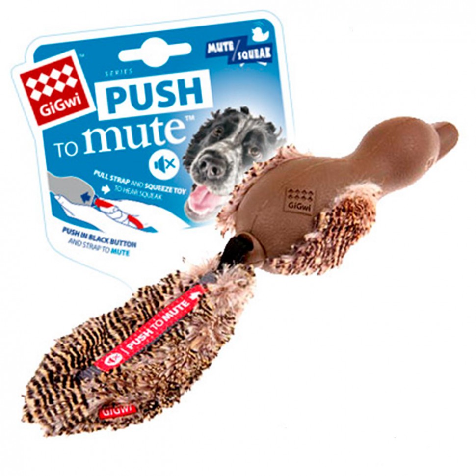 Игрушка д/собаки  "Push to mute Утка" с отключ. пищ., 30 см, резина/нейлон/плюш, коричн.