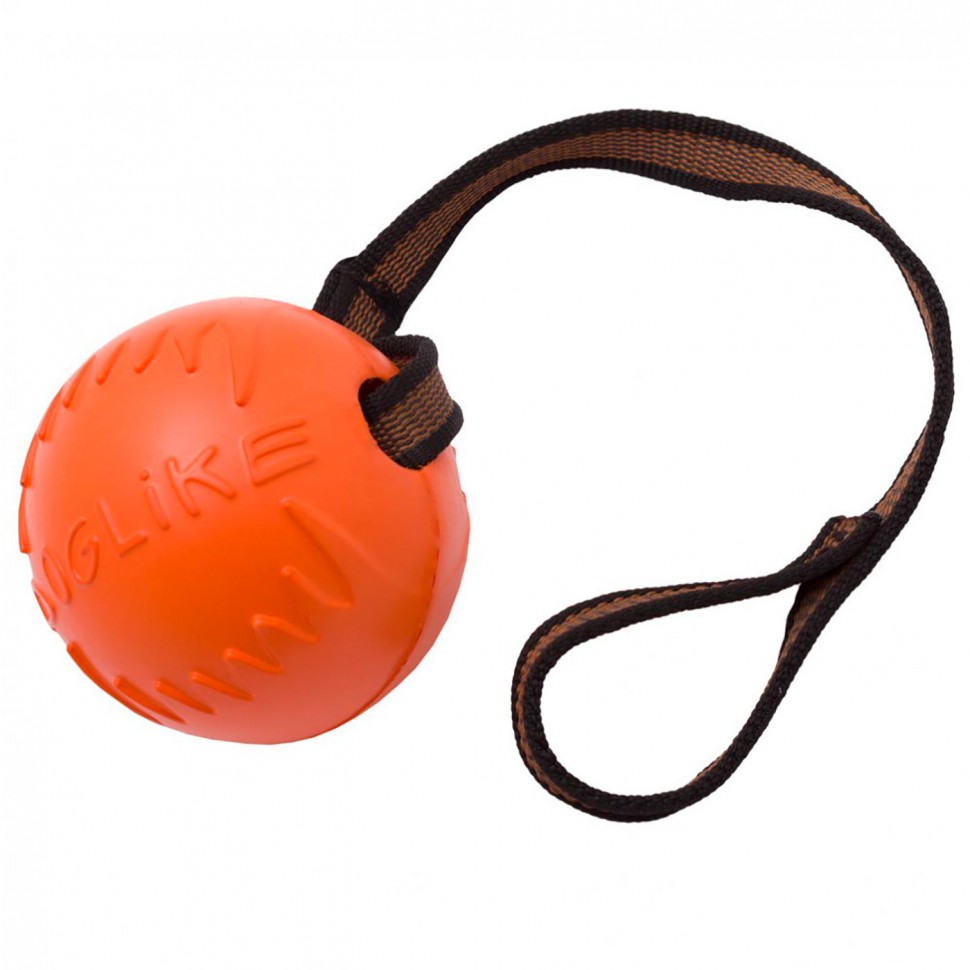 Игрушка для собак Doglike мяч средний с лентой коралловый 8,5см