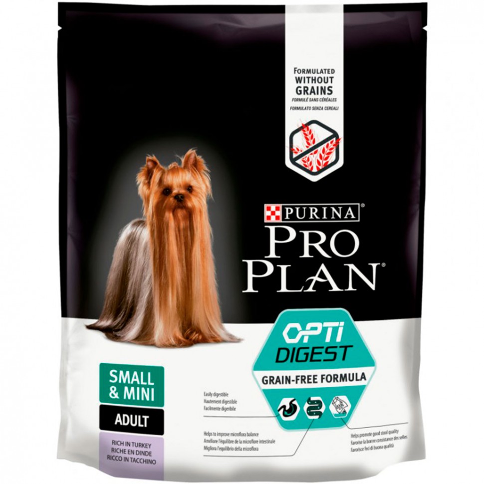 Pro Plan Grain Free беззерновой корм для взрослых собак мелких пород с Индейкой