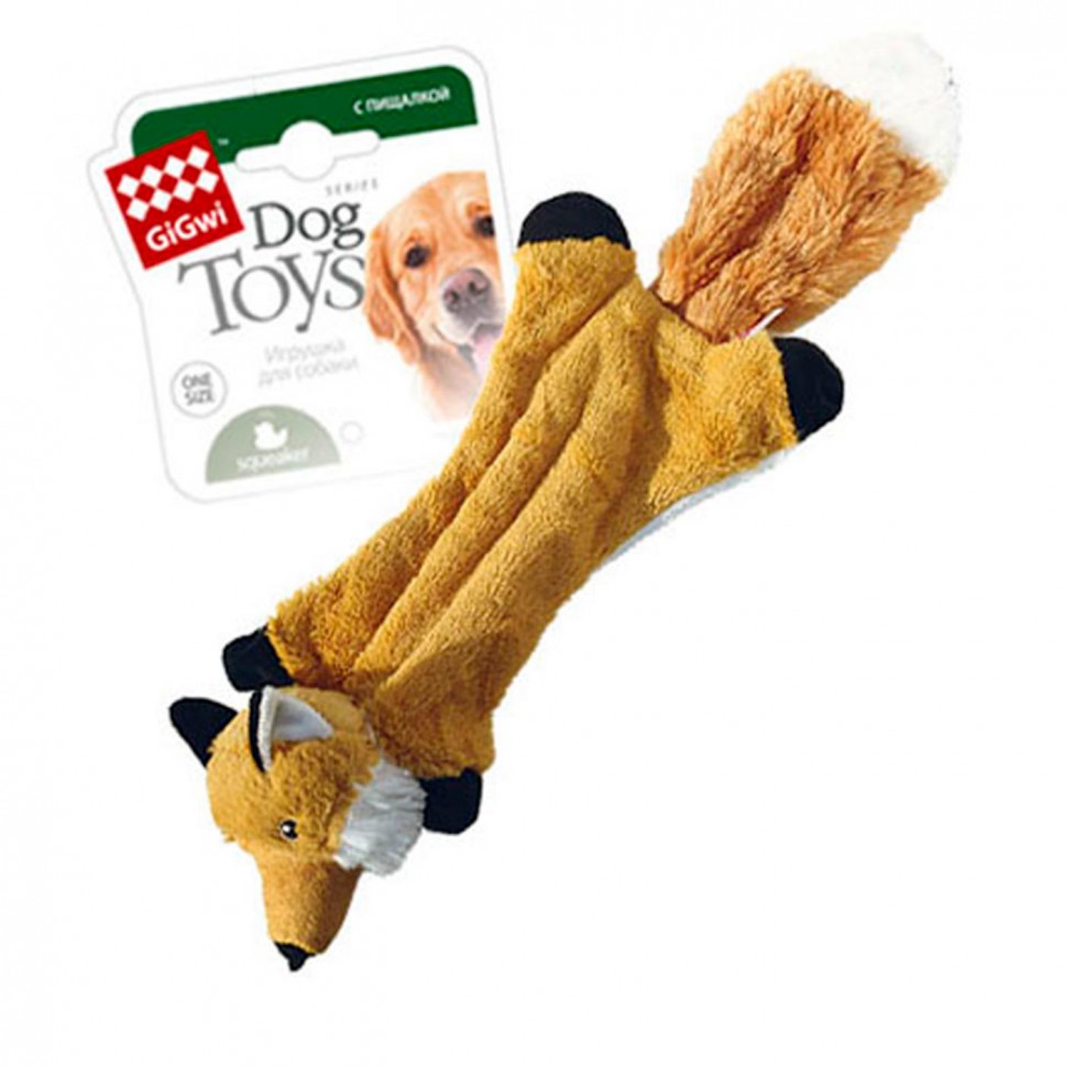 Игрушка для собак GiGwi шкура лисы с пищалками 41см