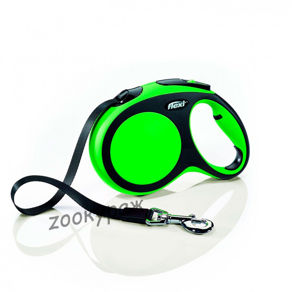Рулетка Flexi New Comfort для собак S ремень 5 м до 15 кг цвет зеленый