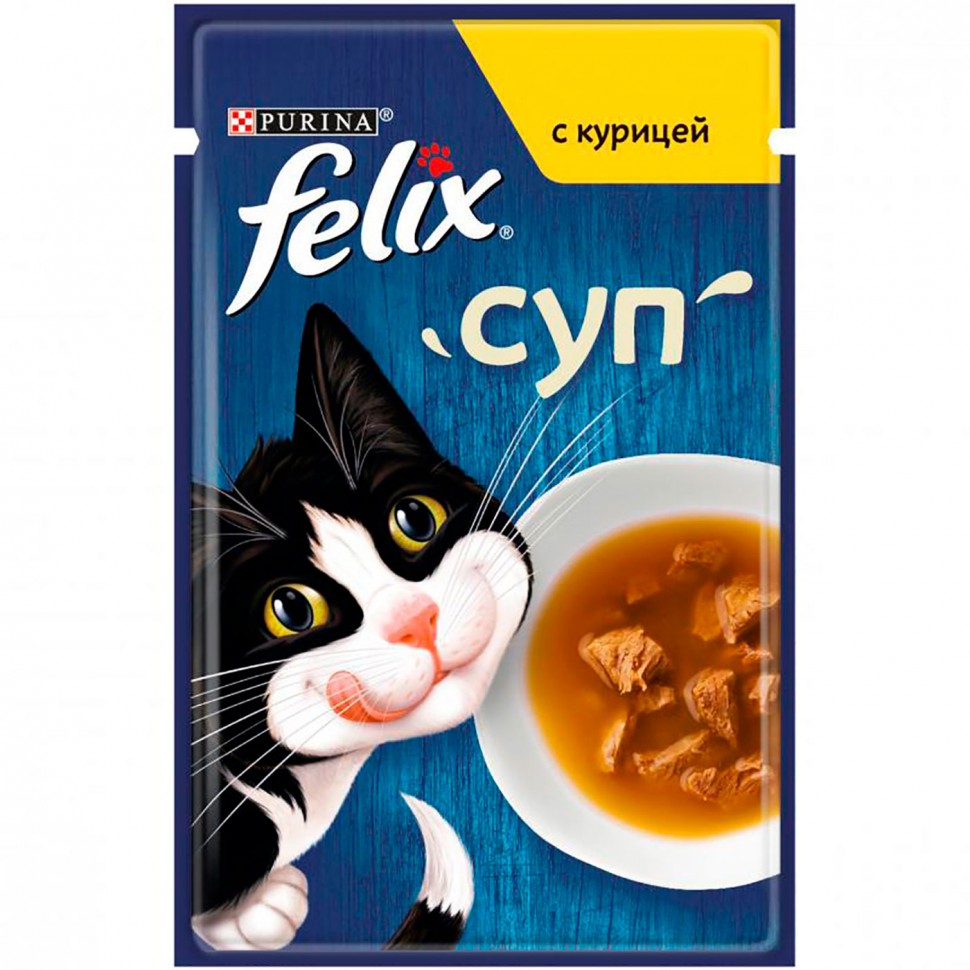 Felix Суп влажный корм для кошек с курицей, 48г