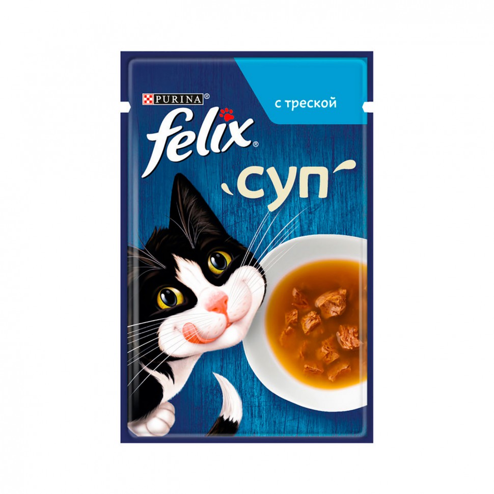 Felix Суп влажный корм для кошек с треской, 48г