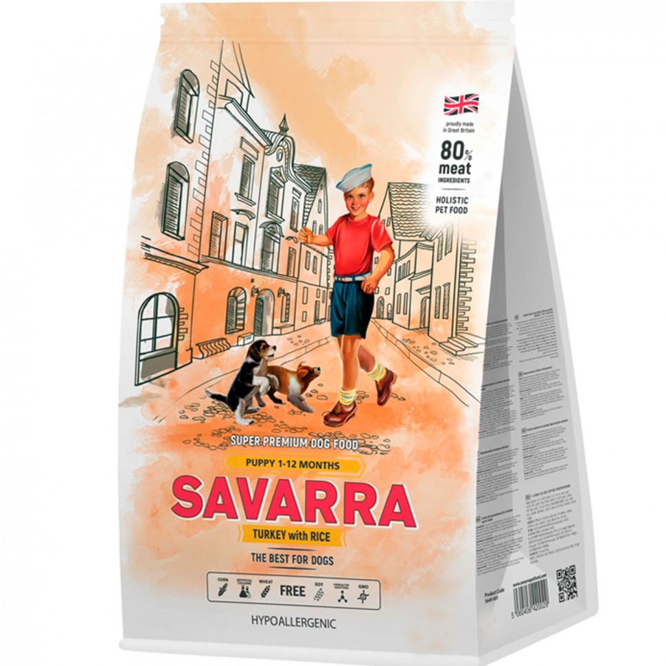Savarra сухой корм для щенков с Индейкой и рисом