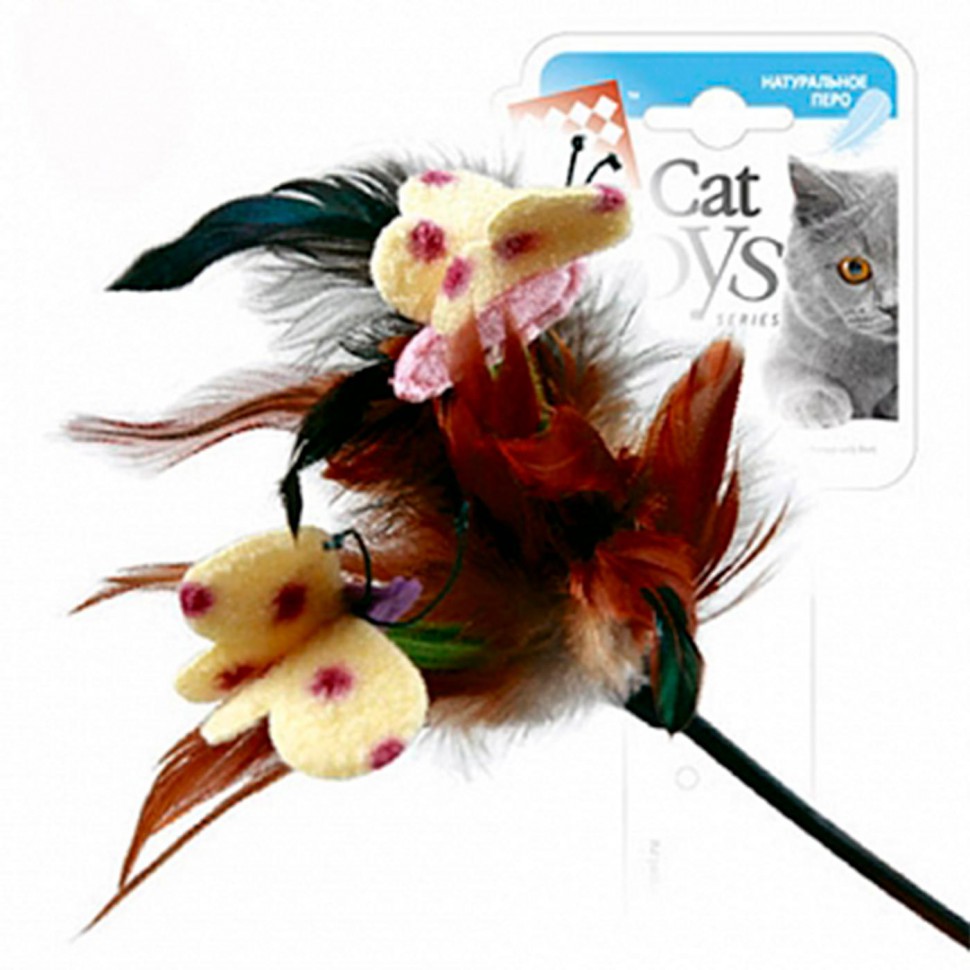 Игрушка для кошек GiGwi Дразнилка на стеке с перьями 55см