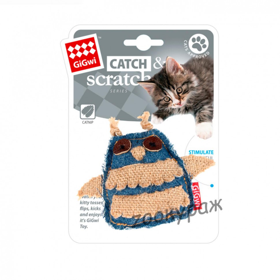 Игрушка д/кошек  "CATCH & SCRATCH Сова с кош.мятой", 9х5х2 см, текстиль
